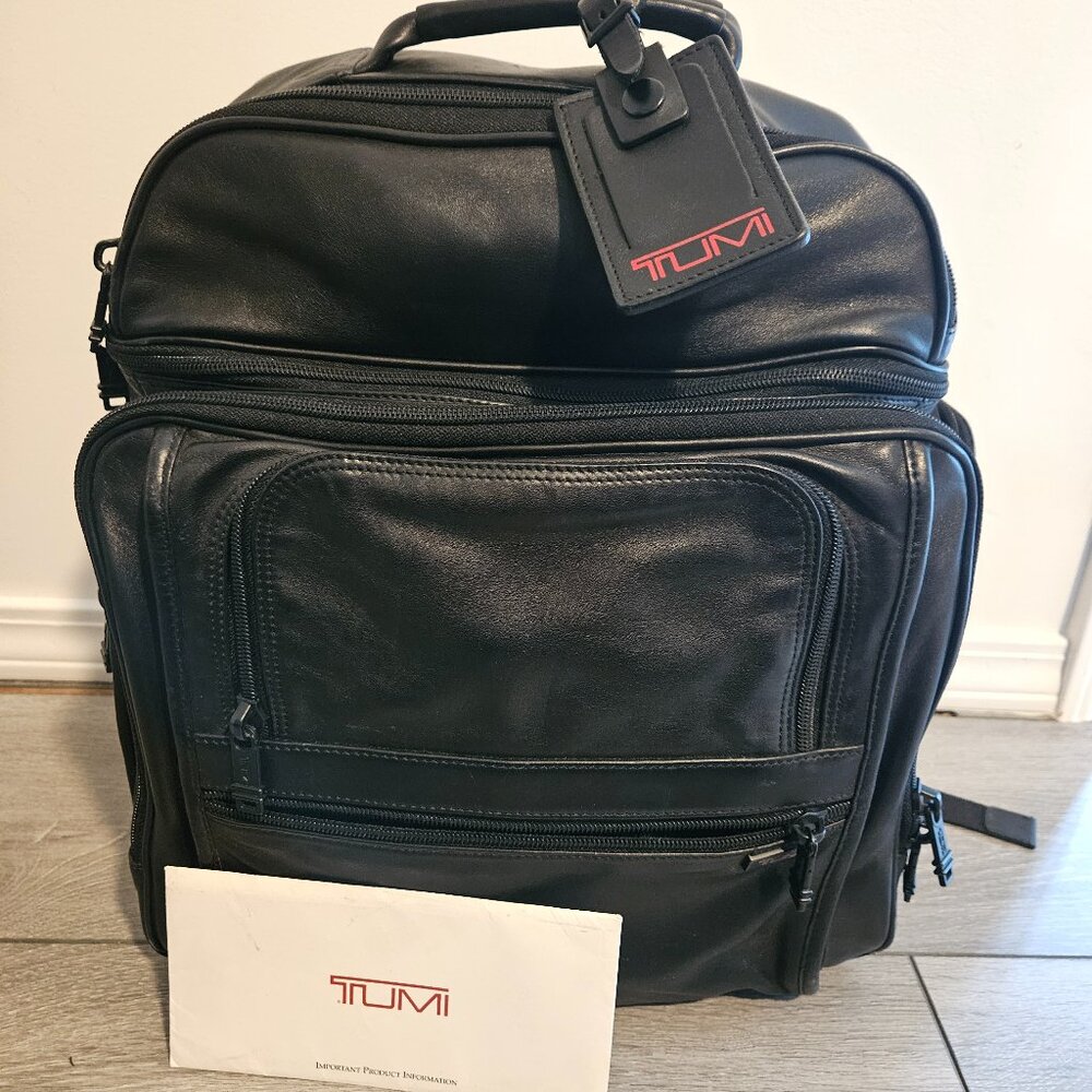 Tumi leather laptop backpack